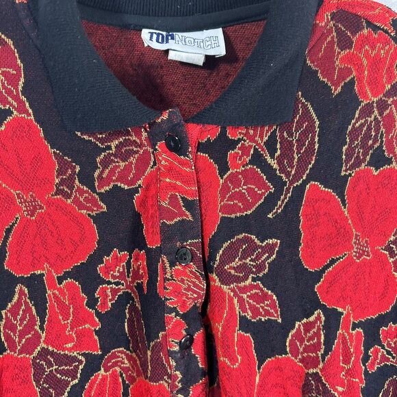 Floral Red and Black Women's Sweater - Picture 6 of 11